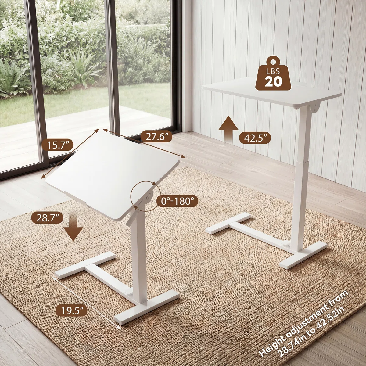 Height Adjustable C-shaped Flipping Portable Sofa Side Table - Image 3