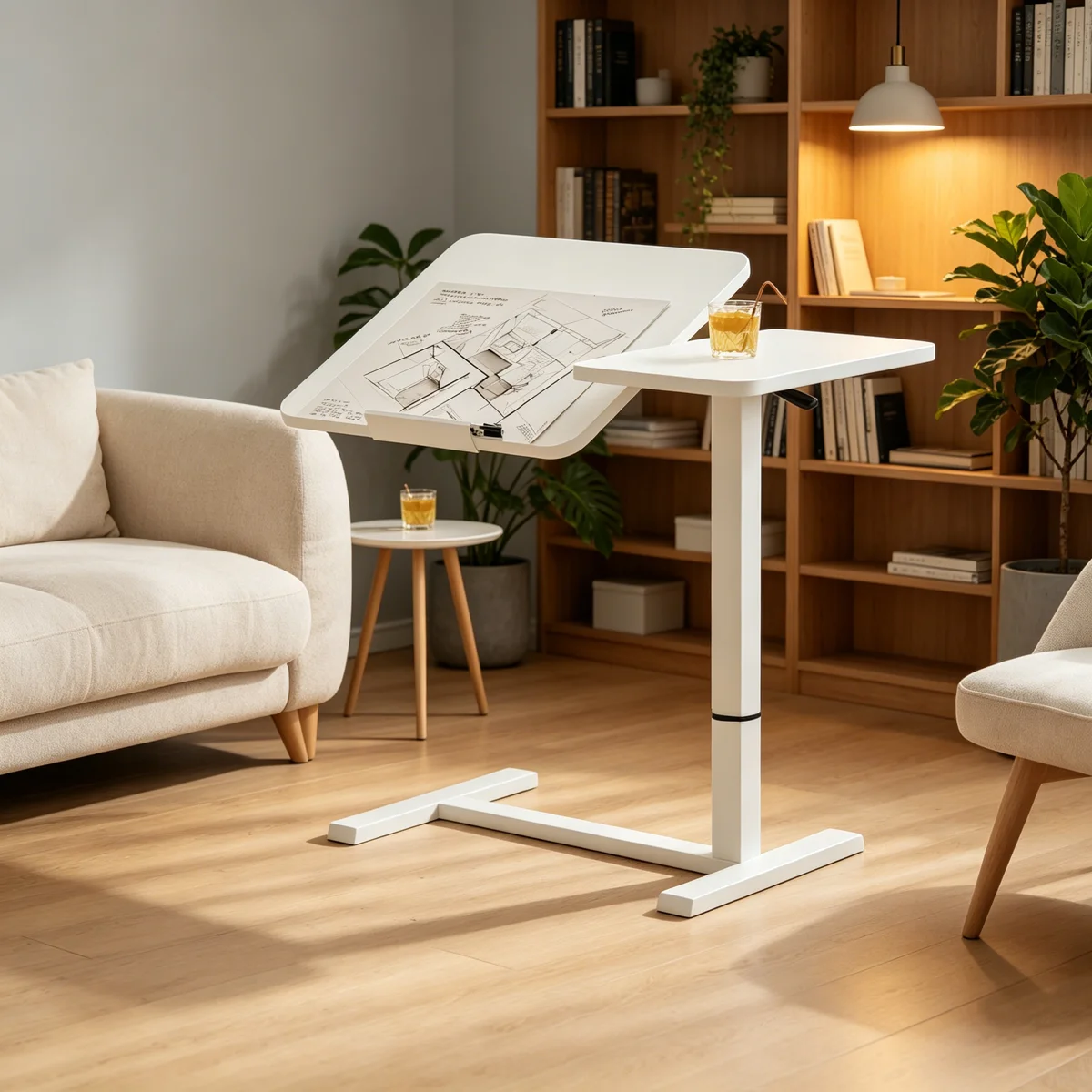 Overbed Bedside Desk, Mobile Rolling Laptop Stand Tilting Overbed Table With Wheels, - Image 3
