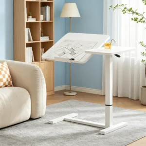 Overbed Bedside Desk, Mobile Rolling Laptop Stand Tilting Overbed Table With Wheels,